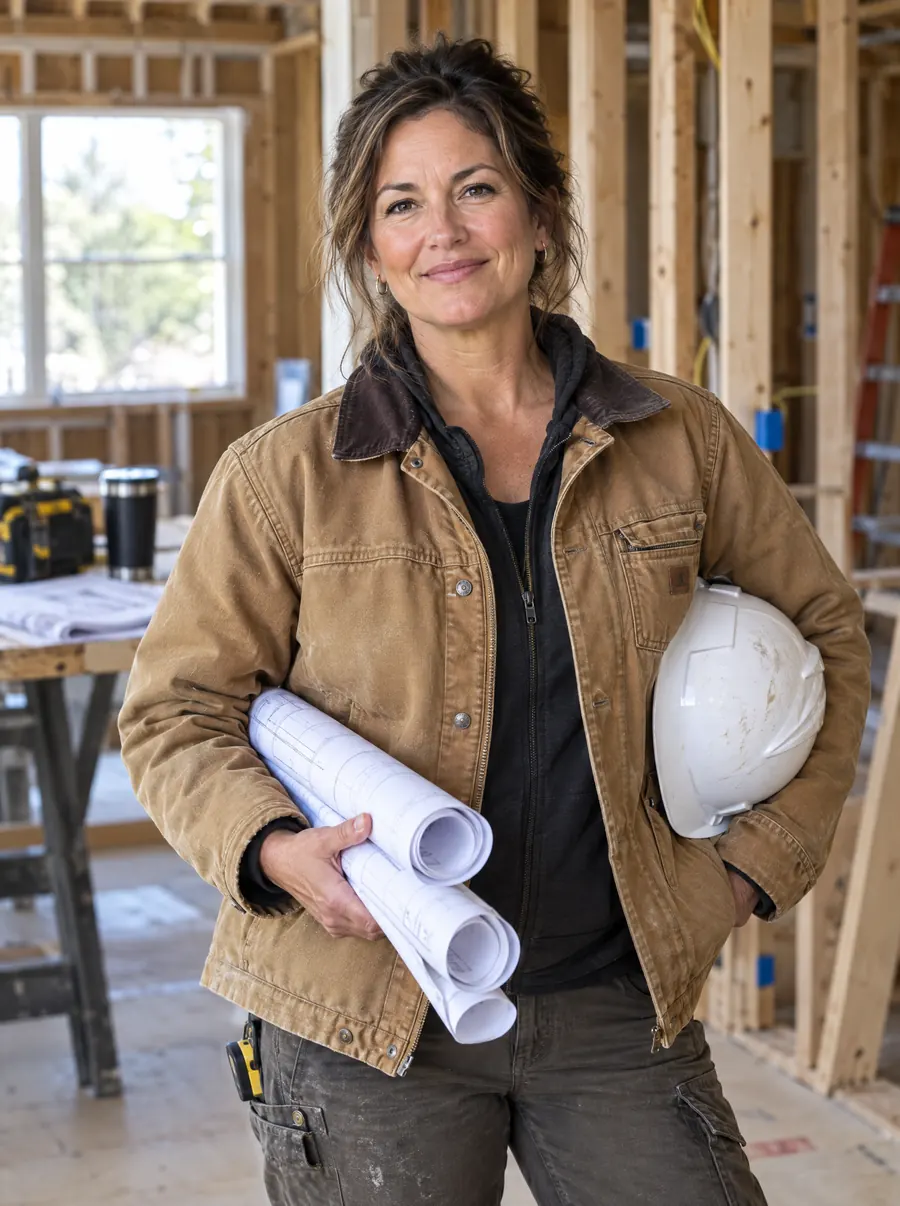 Kate Lindqvist, founder of Ridgeline Builders, on a job site