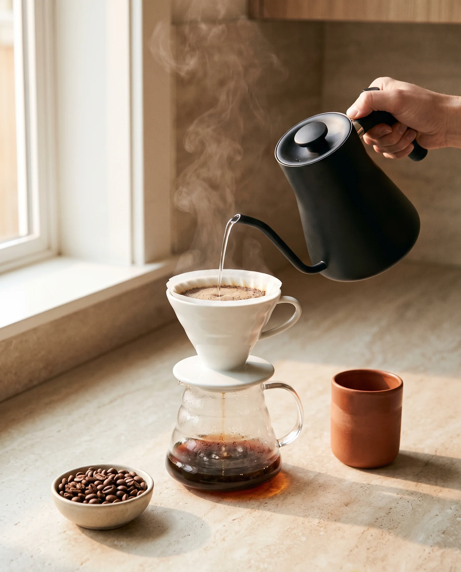 Pour-over coffee being brewed