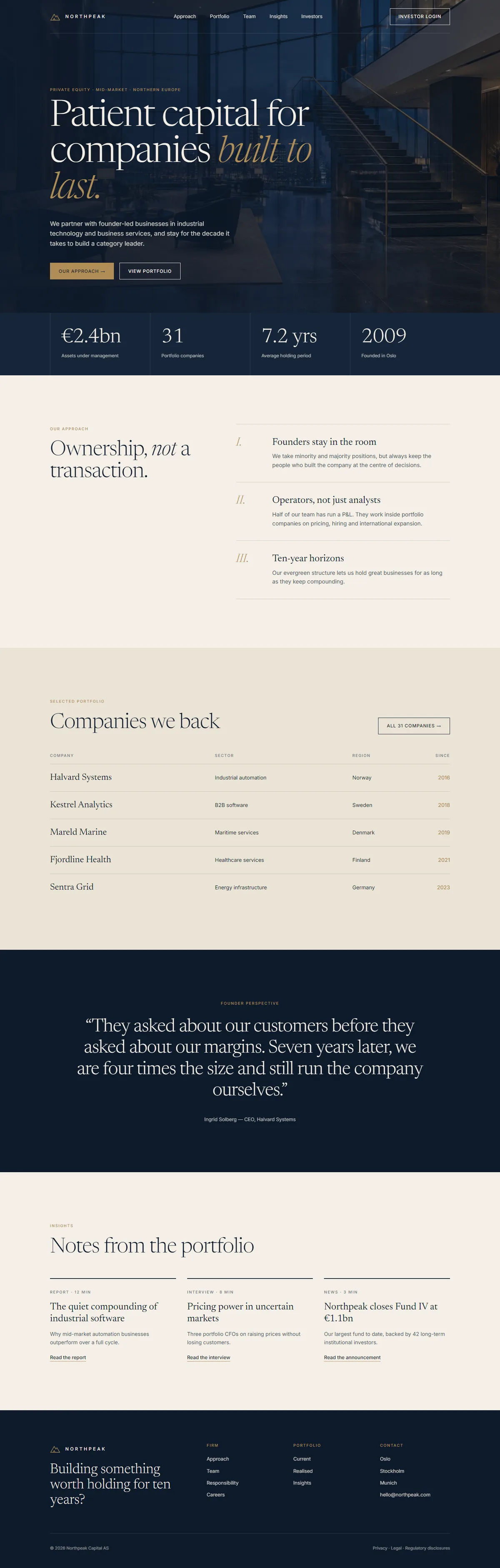 Northpeak home page final design at 1440 pixels