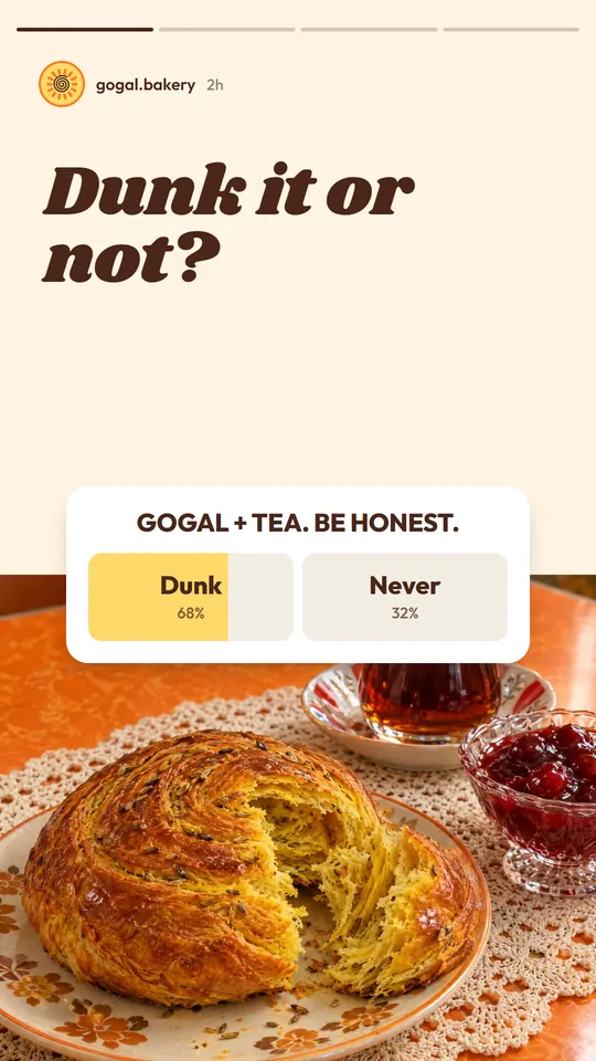 Gogal bakery Instagram Story with a poll sticker