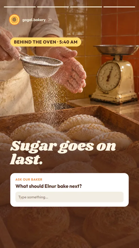 Gogal bakery Instagram Story with a question sticker