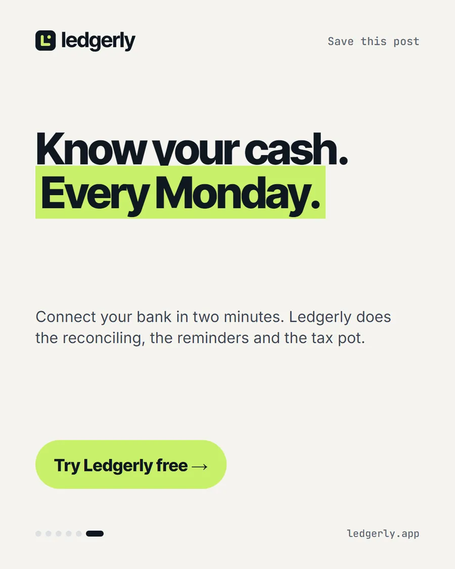 Ledgerly LinkedIn carousel, slide 6