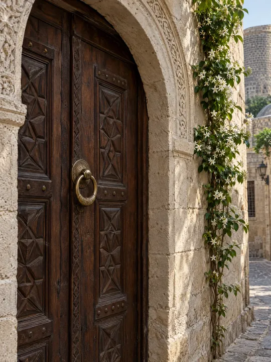 Qala House Instagram post: carved door detail
