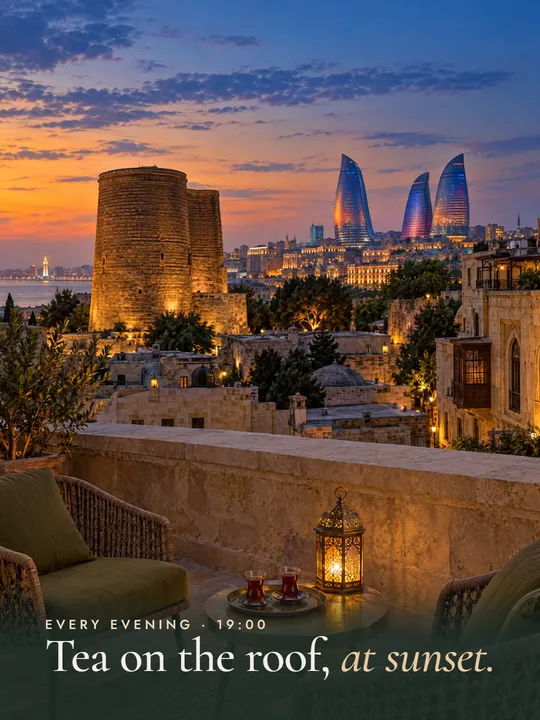 Qala House Instagram post: rooftop tea at sunset