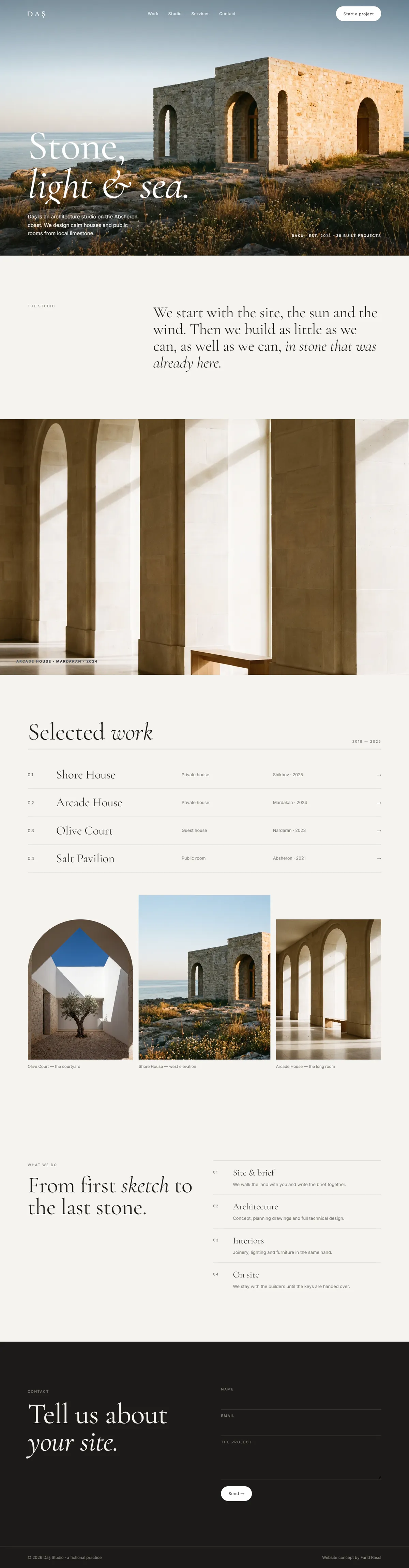 Daş Studio website, full page