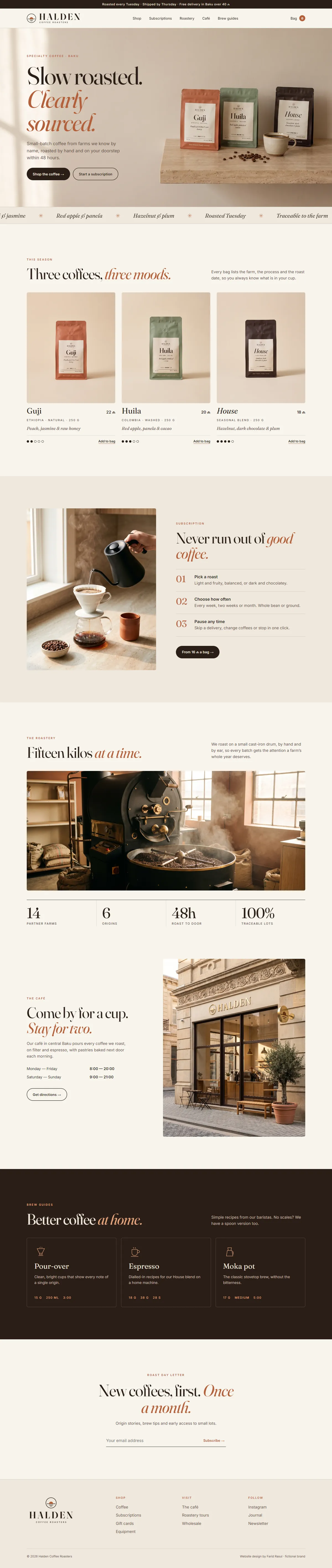 Halden website, full page