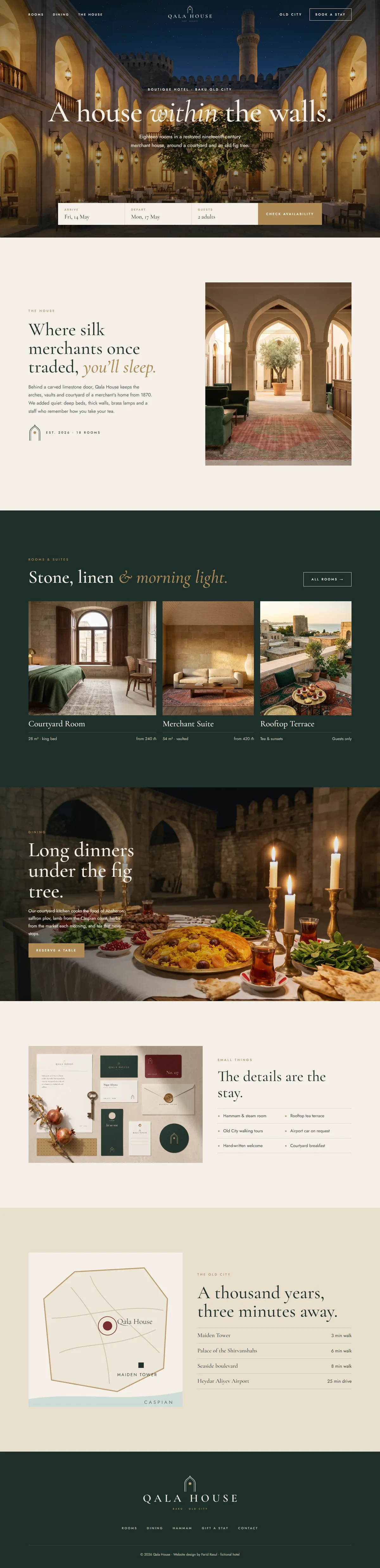 Qala House website, full page