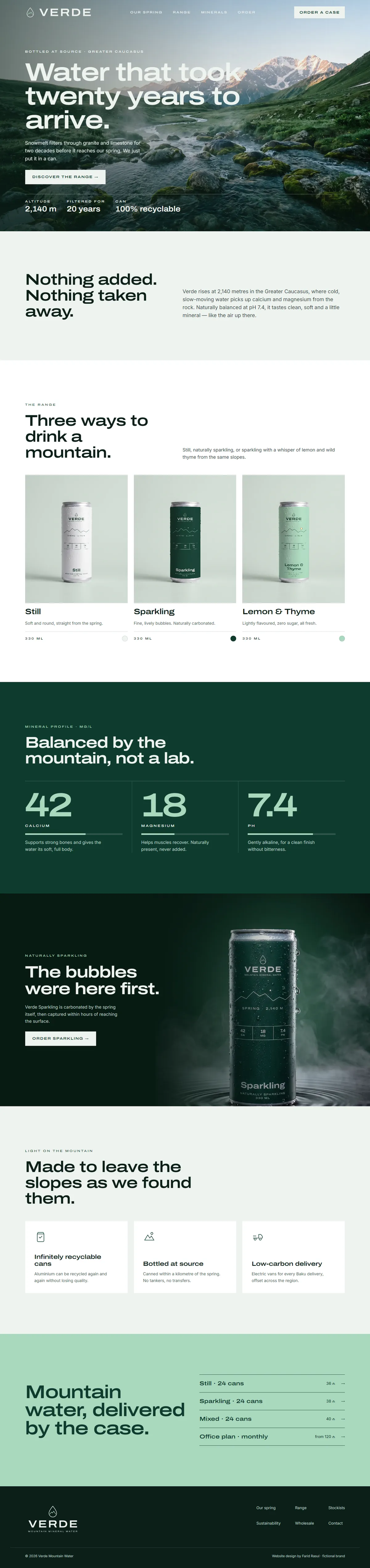 Verde website, full page